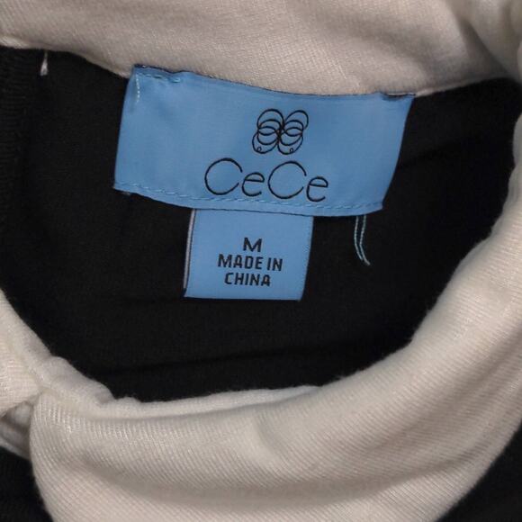 Cece Womens Tank Top Black Sleeveless Peter Pan Collar Stretch Ruffles M New - Picture 7 of 10